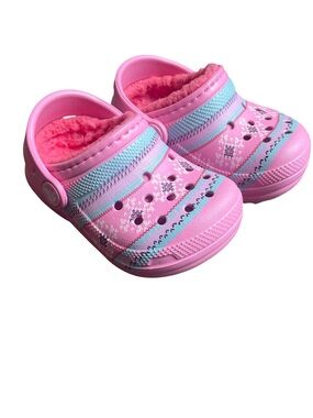 Crocs Kids Pink Cozy Lined Clog Girls Size 5 Like New